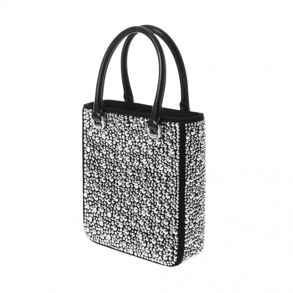 Prada Shoulder Small Bag Tote Crystal Satan Black